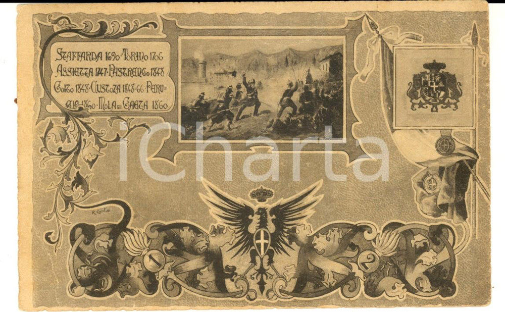 Cartolina originale da collezione 1900 ca Brigata dei GRANATIERI DI SARDEGNA *Cartolina reggimentale FP NV 1