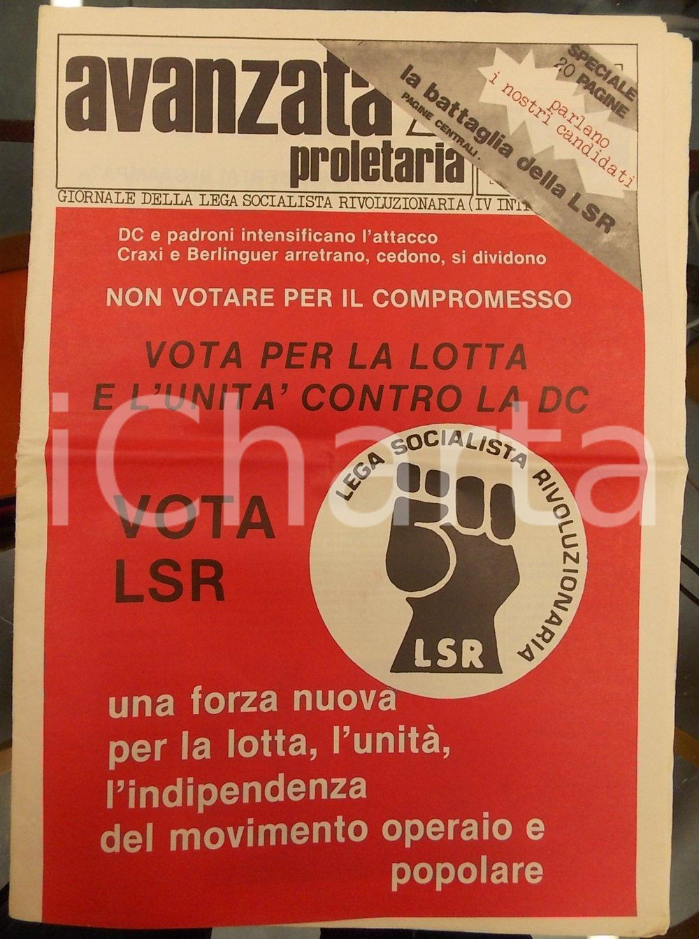 Giornale, rivista storica 1980 AVANZATA PROLETARIA Battaglia della LSR contro la DC Numero speciale 1