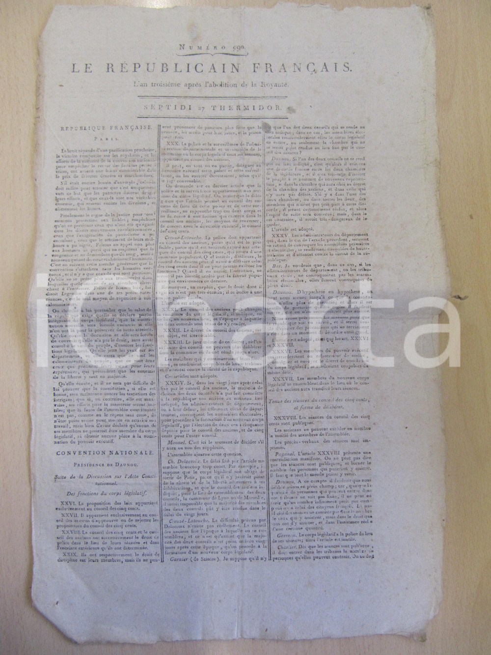 Giornale, rivista storica 1795 LE REPUBLICAIN FRANCAIS Gazette REVOLUTION NÂ° 990 Violence et ordre 1