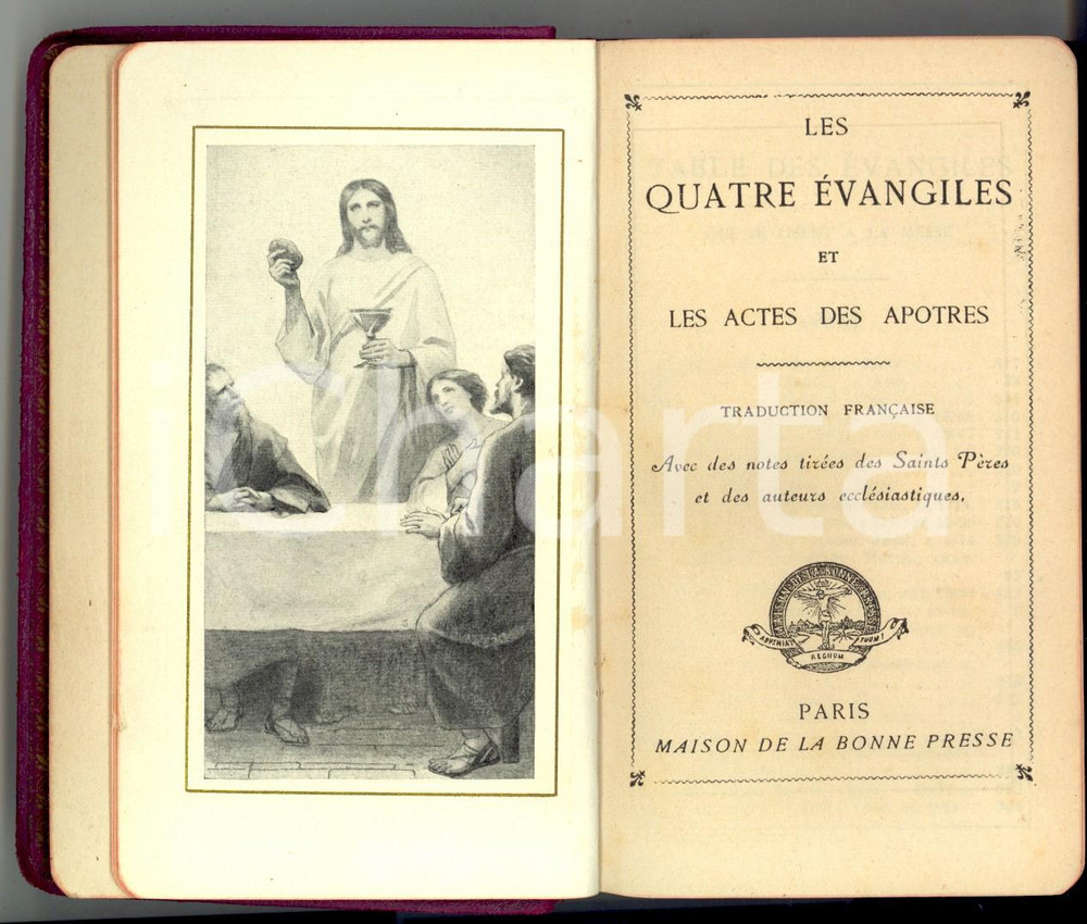 Libro, pubblicazione d epoca 1910 ca PARIS Les quatre Evangiles et les Actes des Apotres Ed. BONNE PRESSE 1