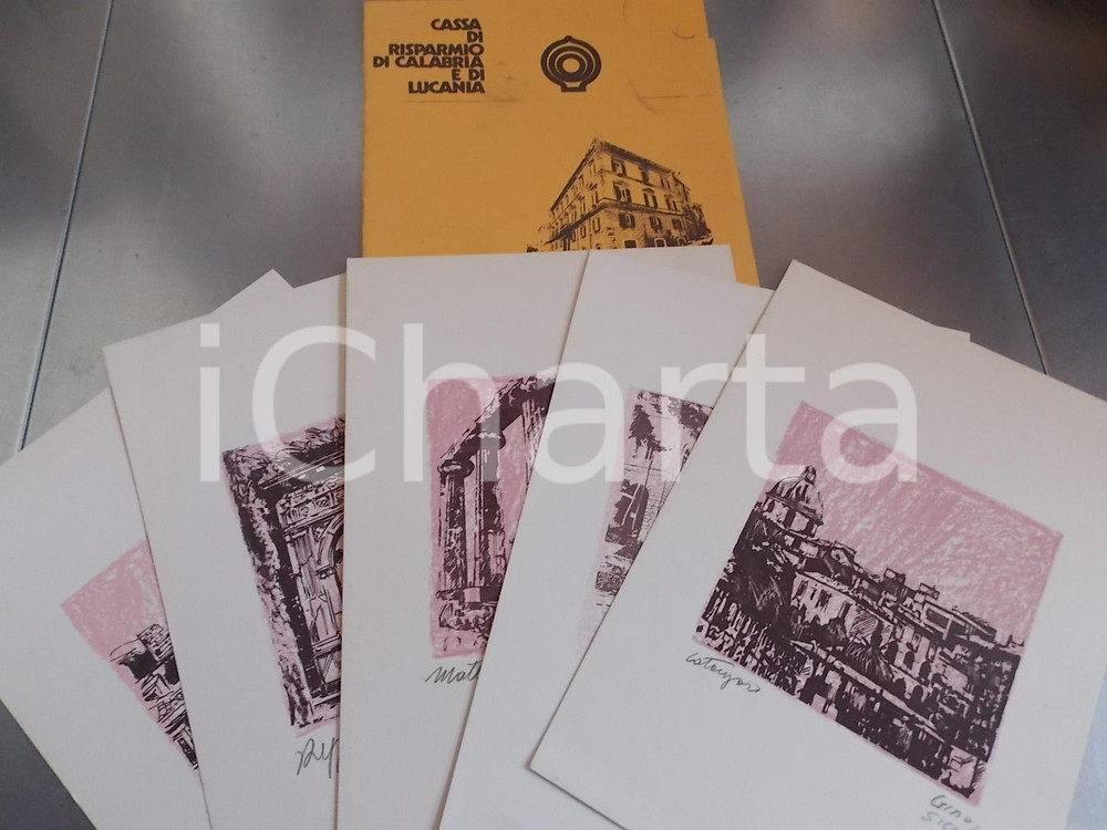 Stampa, bozzetto originale 1979 Gino SICILIA Cinque serigrafie inedite CASSA RISPARMIO CALABRIA E LUCANIA 1