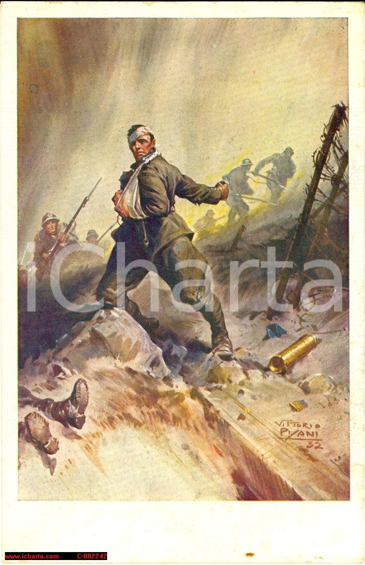 Cartolina originale da collezione 1935 Alessandro Casali - Morte WW1 1917 *Cartolina quadro Vittorio PISANI 1