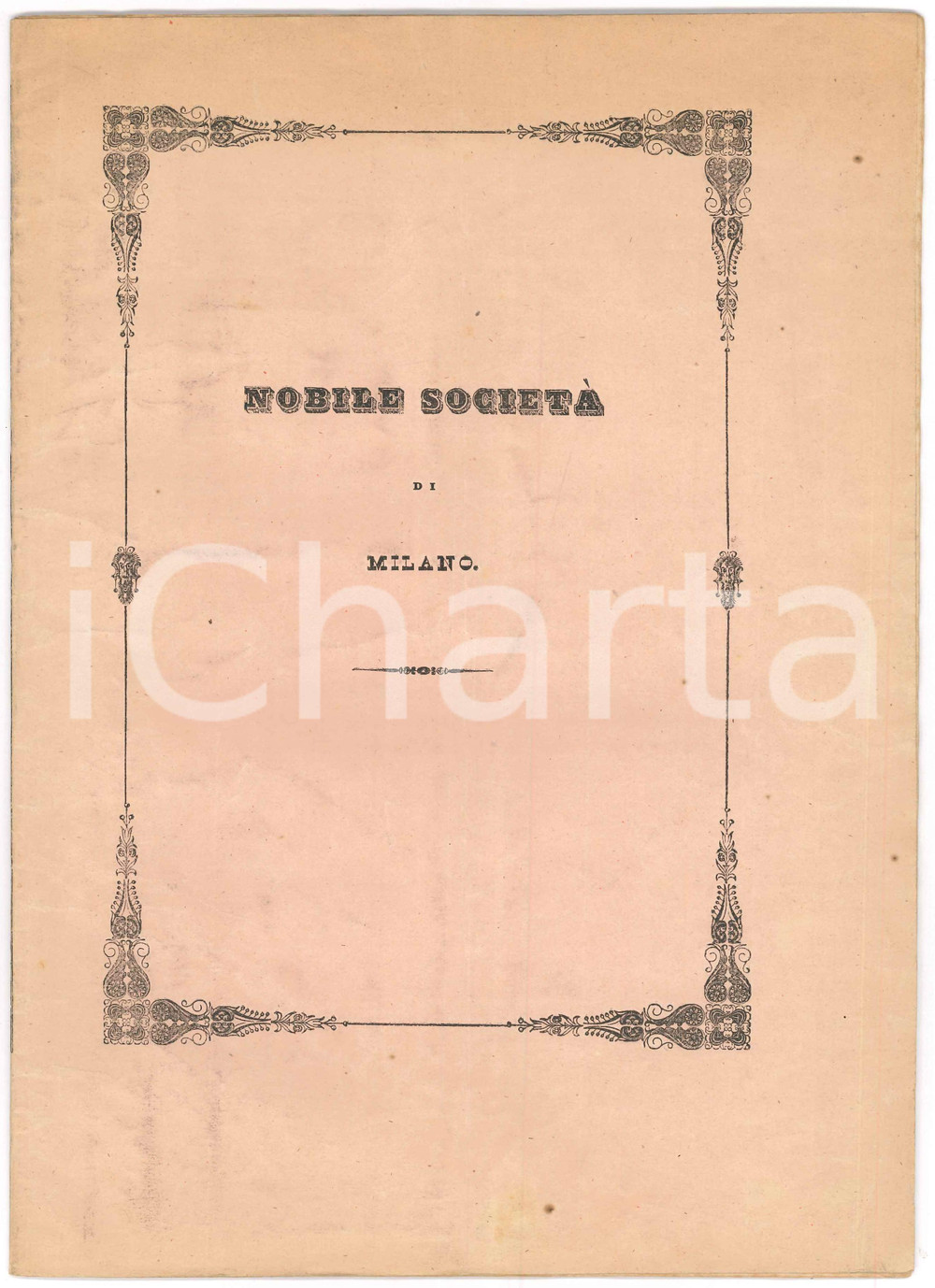 Libro, pubblicazione d epoca 1844 MILANO Nobile SocietÃ   Elenco soci azionisti e annualisti RARO 18 pp. 1
