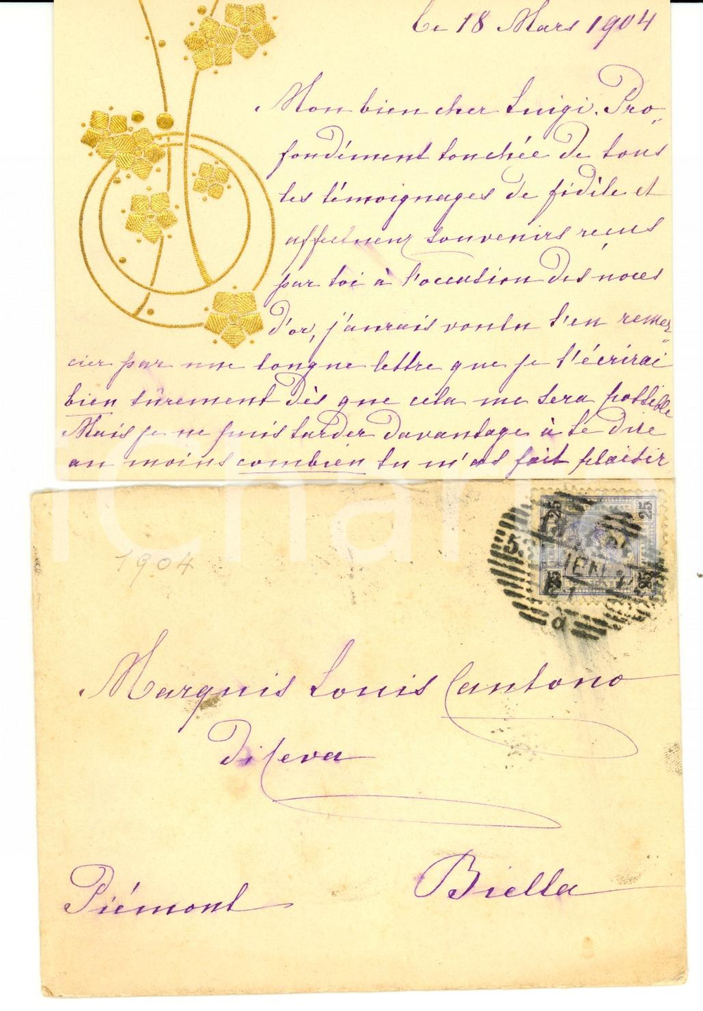 Manoscritto, lettera originale 1904 WIEN Louise de MONTBEL JANKOVICS ringrazia per gli auguri *Autografo 1