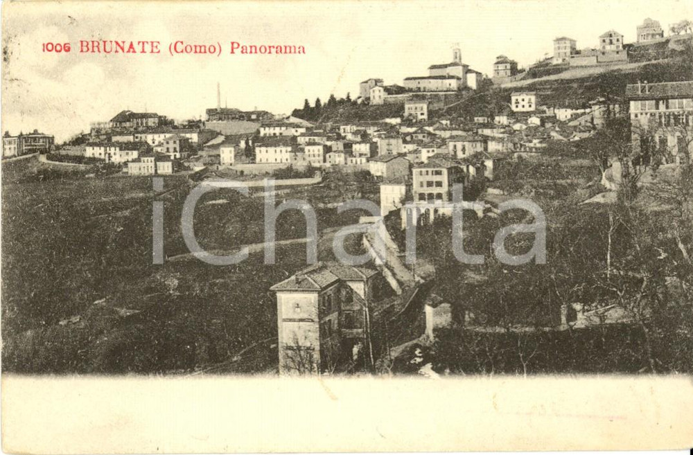 Cartolina originale da collezione 1903 BRUNATE (CO) Veduta panoramica dell'abitato *Cartolina postale FP VG 1