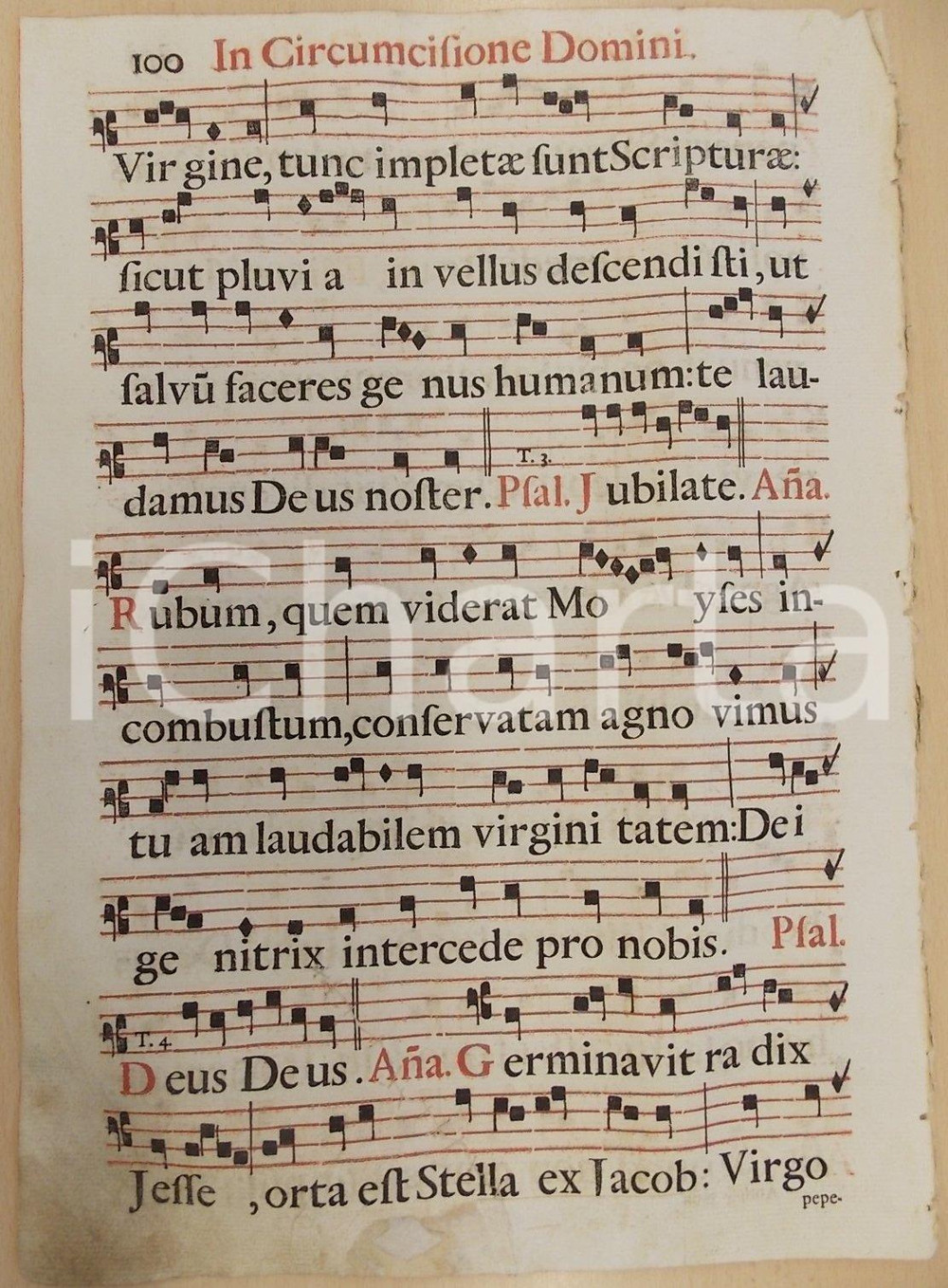 Libro, pubblicazione d epoca 1700 ca ANTIFONARIO ROMANO Pagina canti in rosso nero per CIRCONCISIONE Signore 1