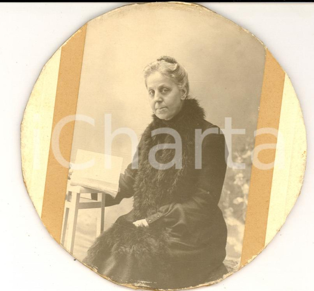 Fotografia d epoca originale 1890 ca TORINO ? Ritratto anziana contessa Henriette de CROUYCHANEL Foto 1