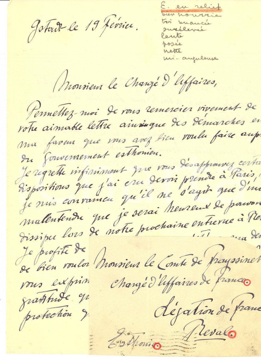 Autografo originale 1925 ca YSTAD (Svezia) Woldemar VON KNORRING richiede il LUKE MOIS Autograph 1