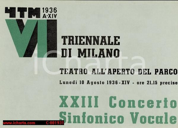 Documento originale, autentico 1936 MILANO Maestro Ferruccio CALUSIO XXIII Concerto sinfonico vocale Programma 1
