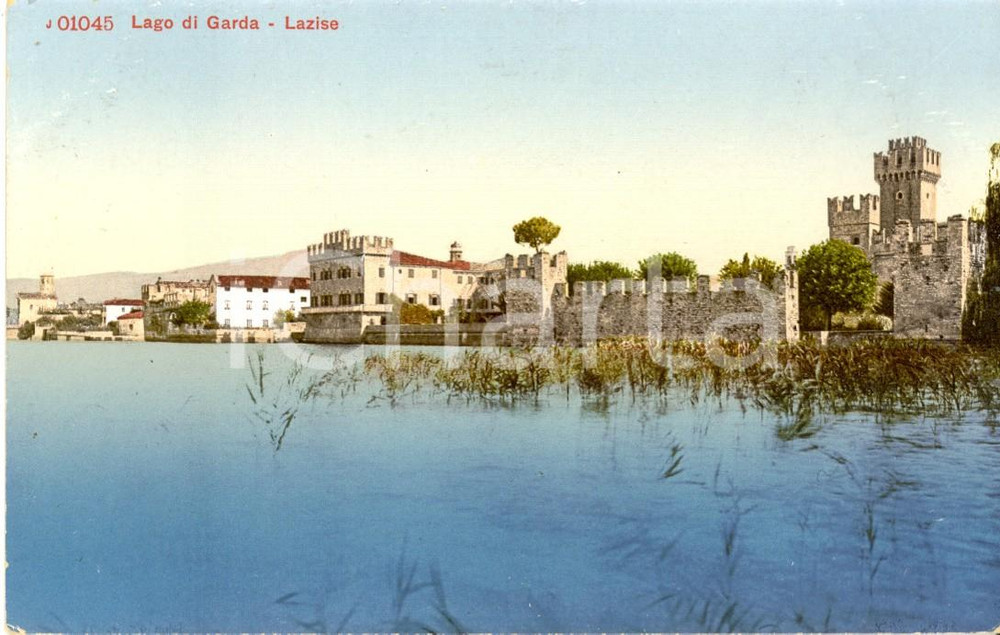 Cartolina originale da collezione 1918 LAZISE (VR) Veduta del castello dal Lago di GARDA *Cartolina FP NV 1