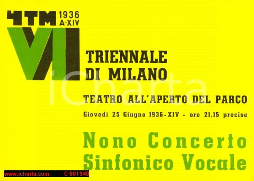 Documento originale, autentico 1936 MILANO Maestro Antonio SABINO IX Concerto Sinfonico Vocale *Programma 1