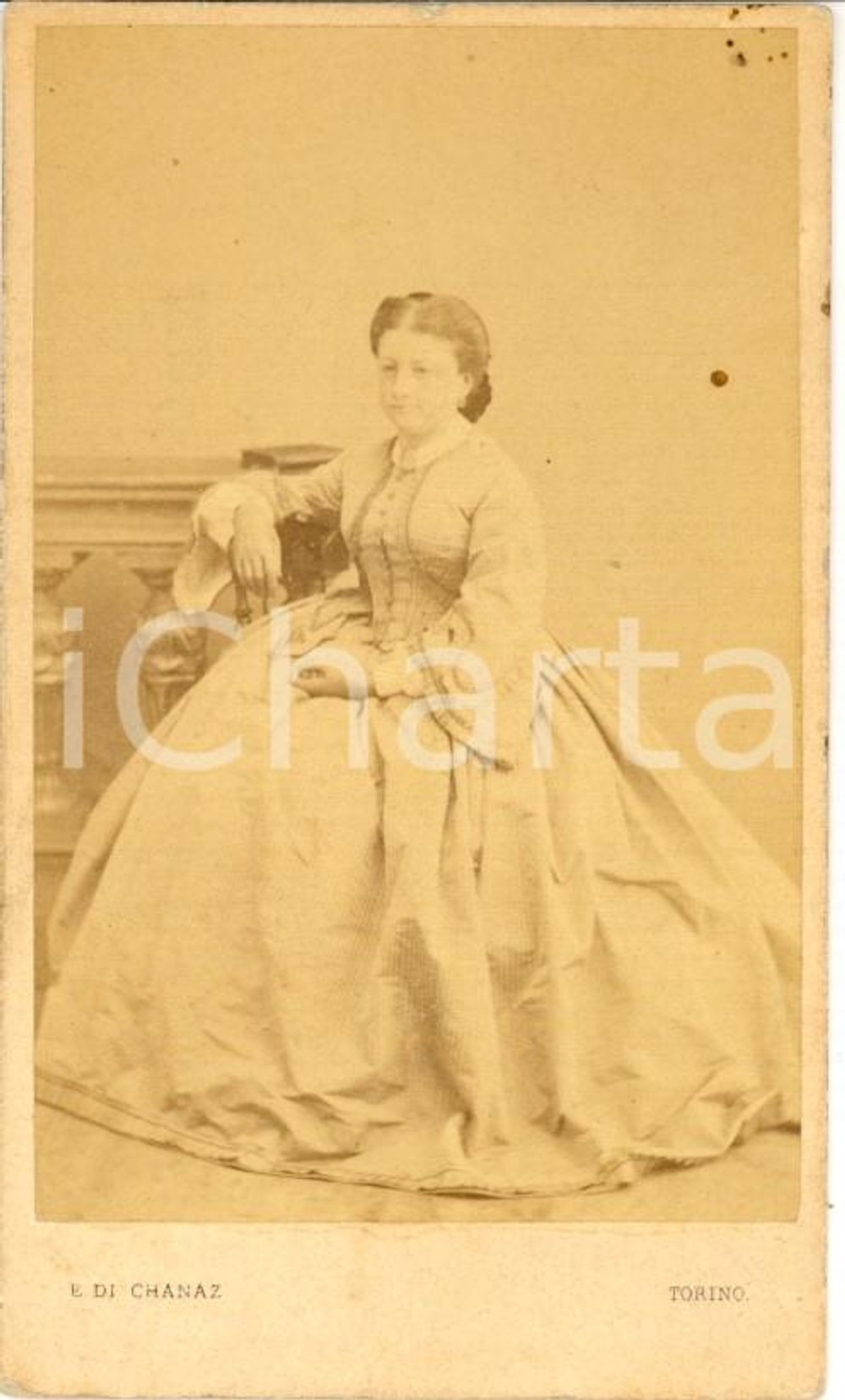 Fotografia d'epoca originale 1860 TORINO Damigella Carolina CANERA DI SALASCO *Foto Edoardo di CHANAZ 1