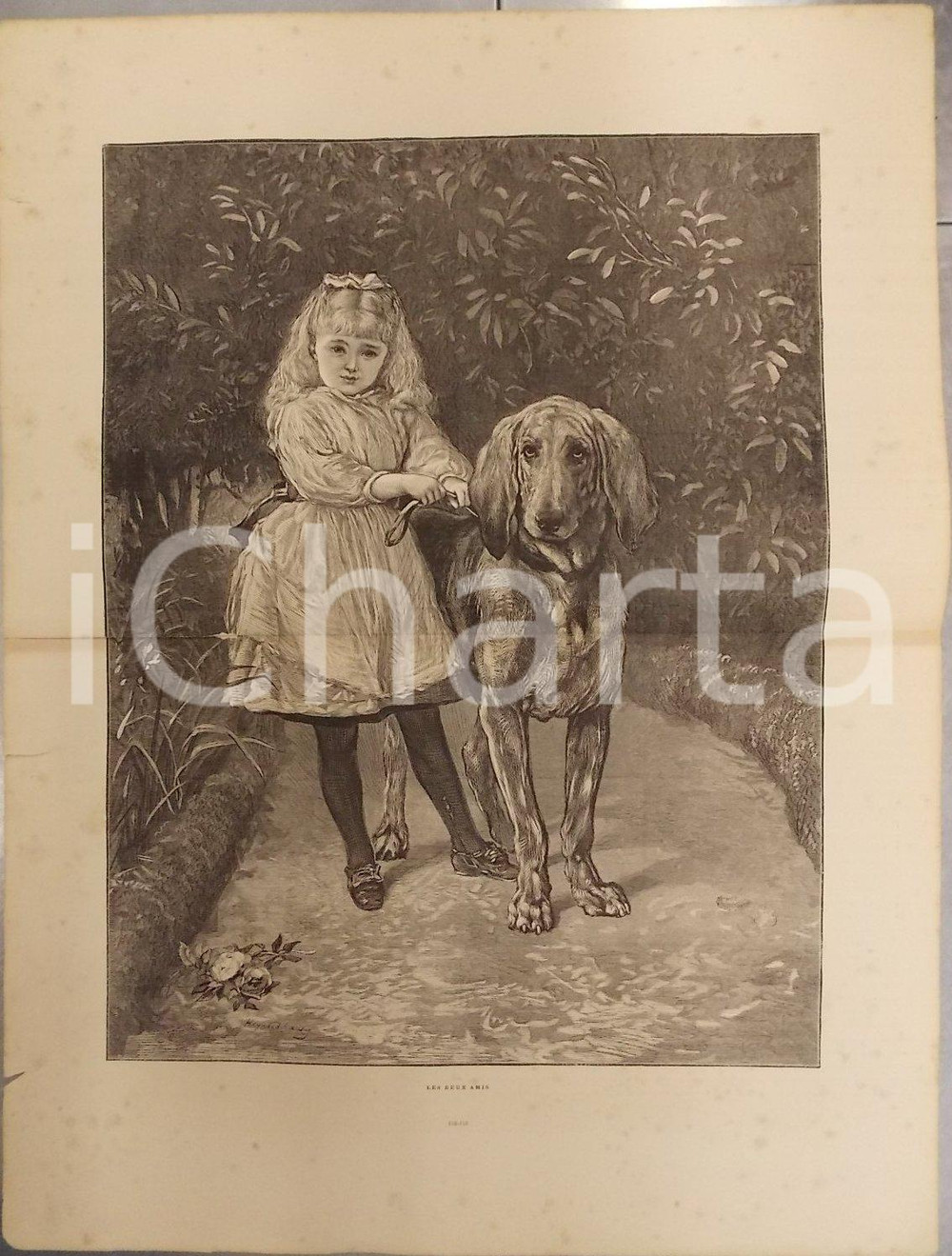Stampa, bozzetto originale 1886 LES MERVEILLES DE L'ART MODERNE Heywood HARDY Les deux amis *DANNEGGIATA 1