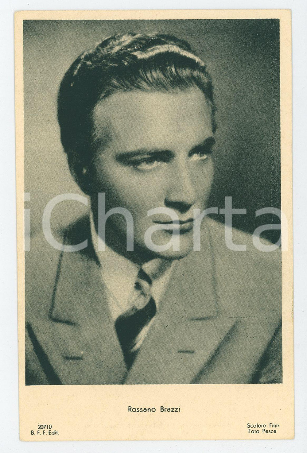 Cartolina originale da collezione 1940 circa ROSSANO BRAZZI - Cartolina postale -  SCALERA FILM FP NV 1
