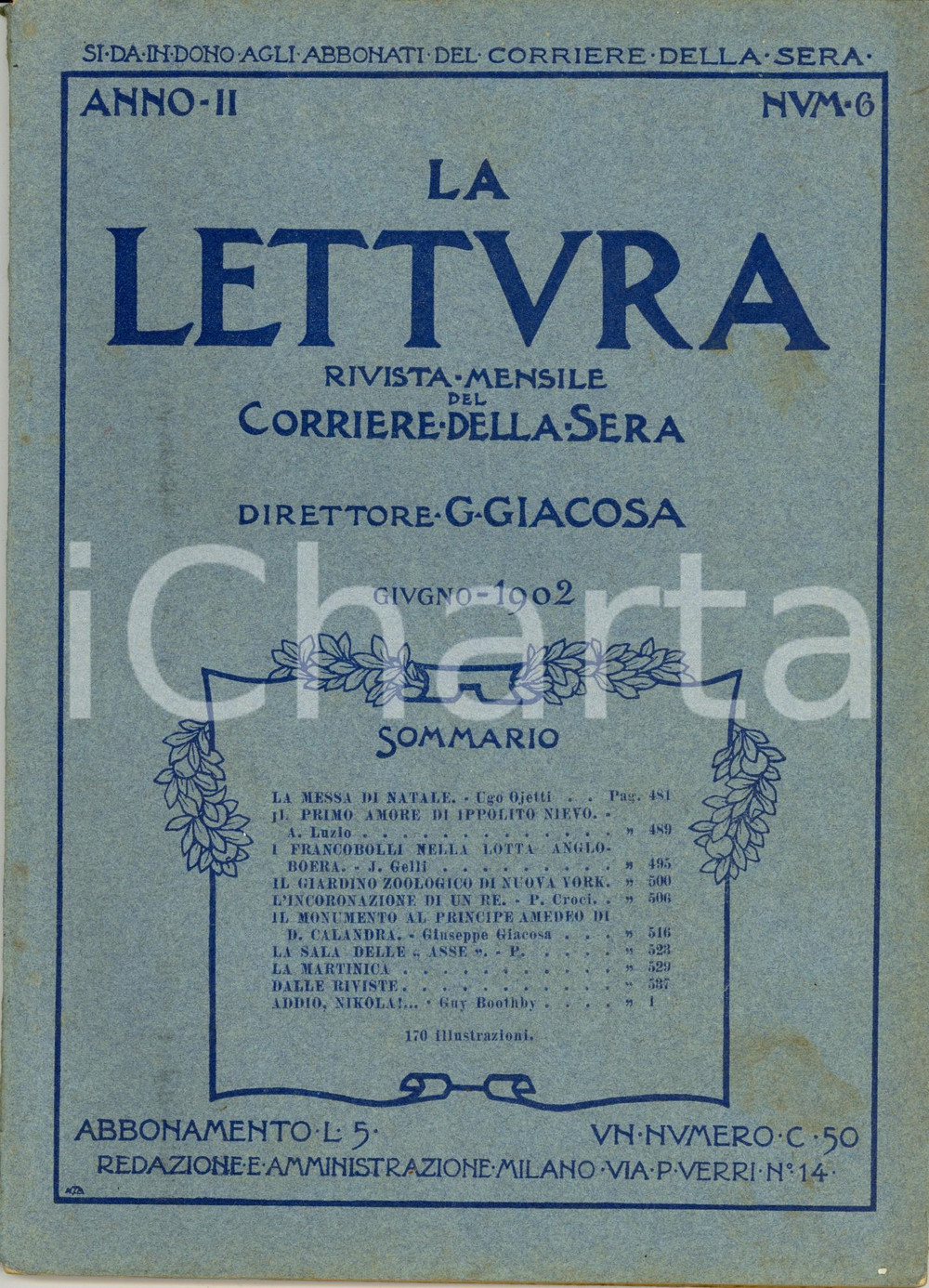 Giornale, rivista storica 1902 LA LETTURA Francobolli delle guerre ANGLOBOERE ILLUSTRATA Anno II n°6 1