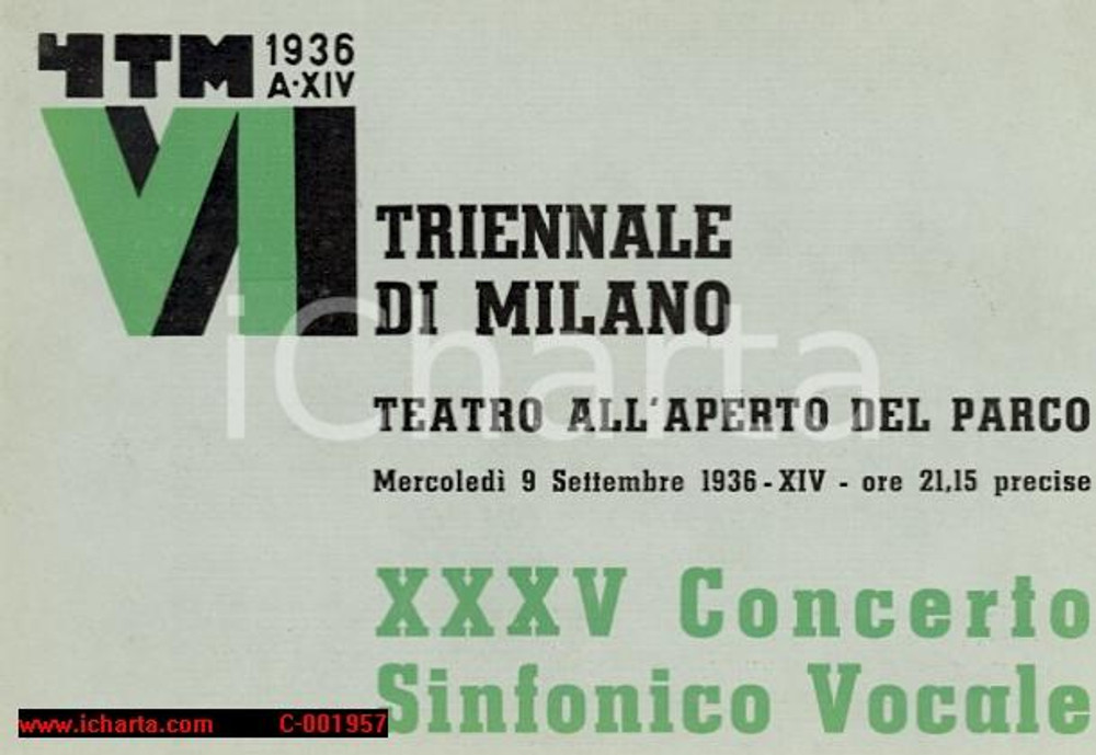 Materiale pubblicitario d’epoca 1936 MILANO Maestro Antonino VOTTO XXXV Concerto Sinfonico Vocale *Programma 1