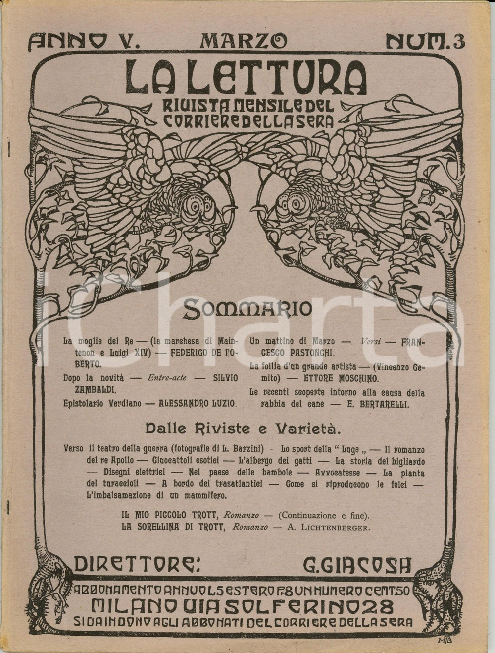 Giornale, rivista storica 1905 LA LETTURA Françoise D AUBIGNE  marchesa MAINTENON ILLUSTRATA Anno V n°3 1