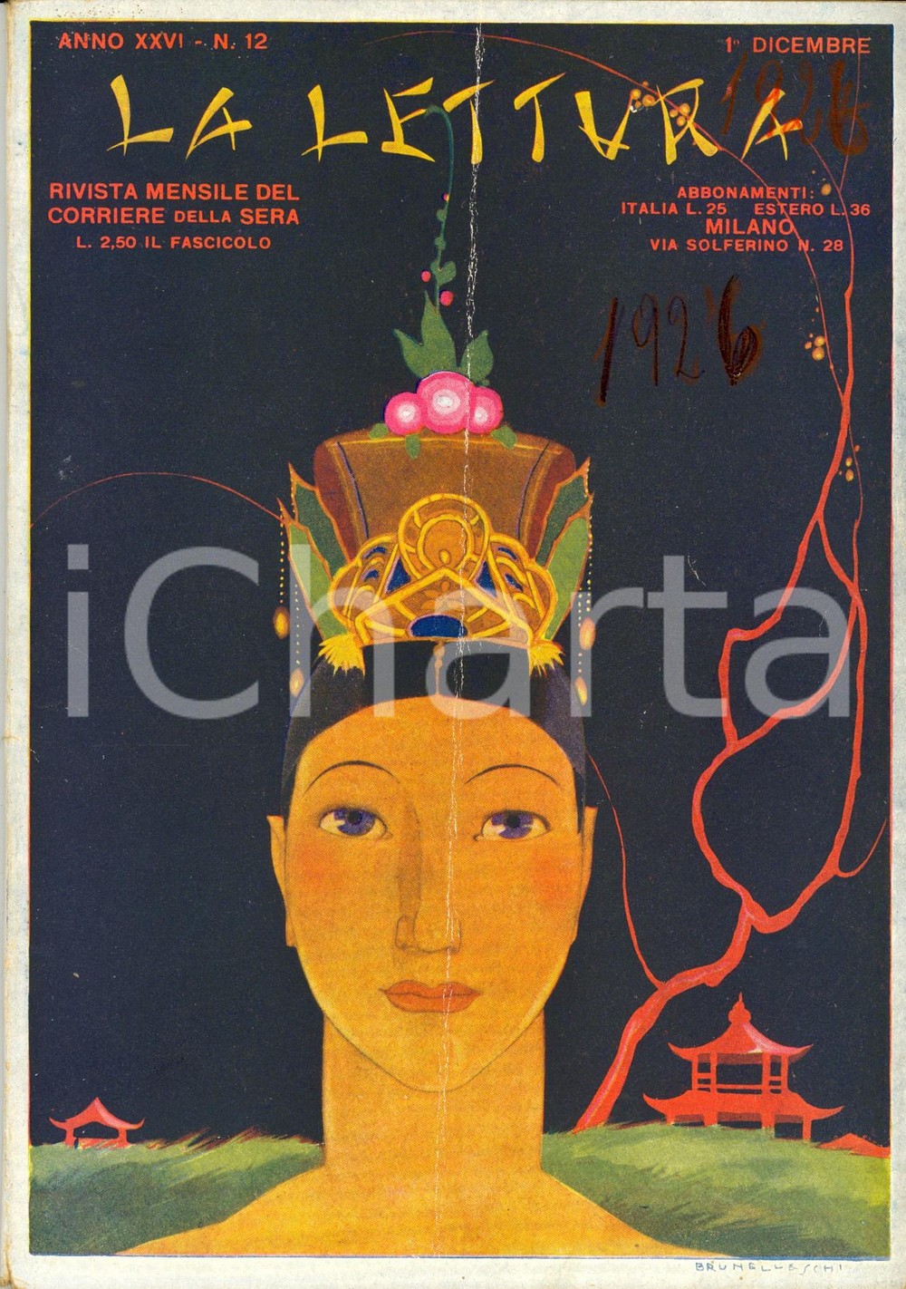Giornale, rivista storica 1926 LA LETTURA Museo numismatico della zecca Ill. BRUNELLESCHI Anno XXVI nÂ°12 1