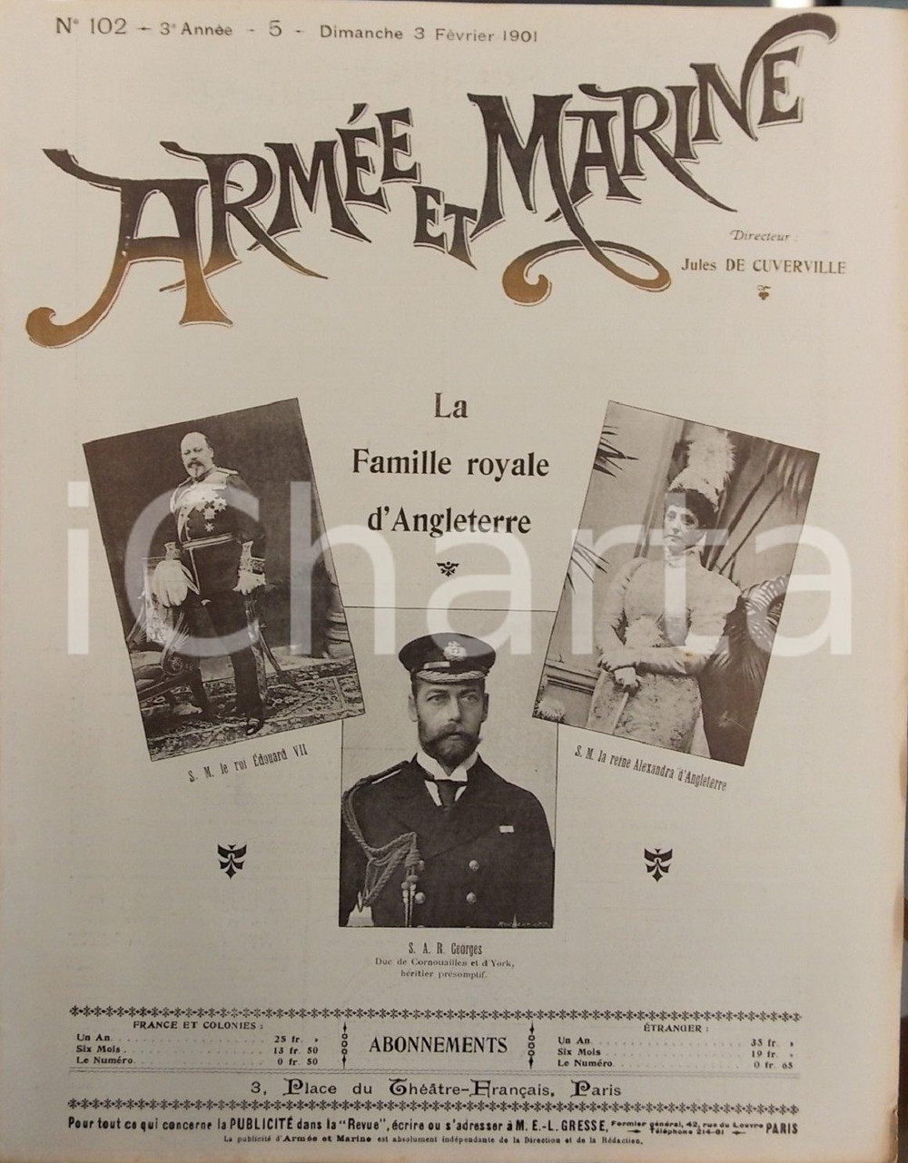 Giornale, rivista storica 1901 ARMEE ET MARINE La famille royale d Angleterre Revue année III n° 102 1