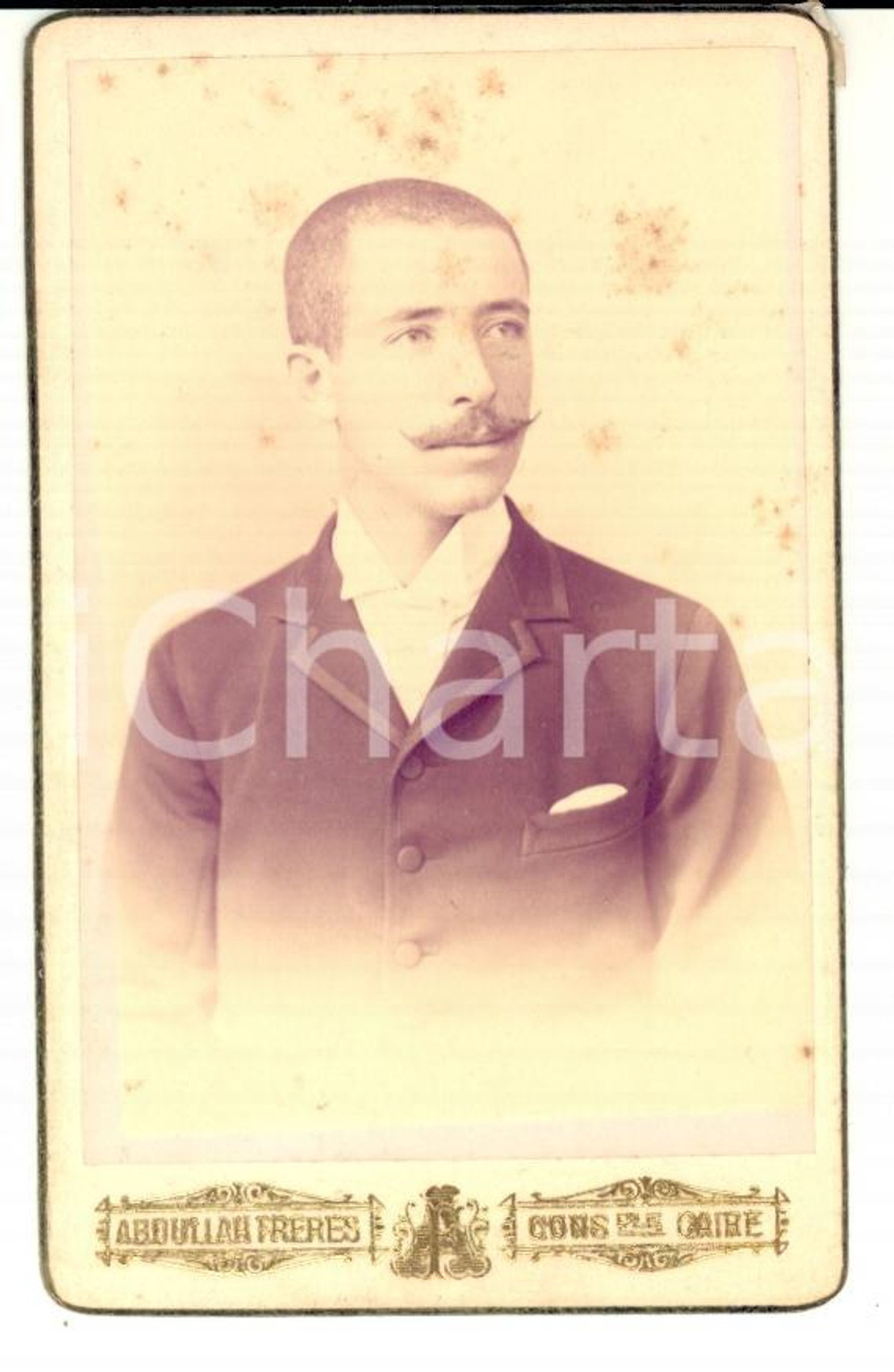 Fotografia d'epoca originale 1892 ISTANBUL (TURKEY) Ritratto di giovane uomo *Foto FRERES ABDULLAH 1