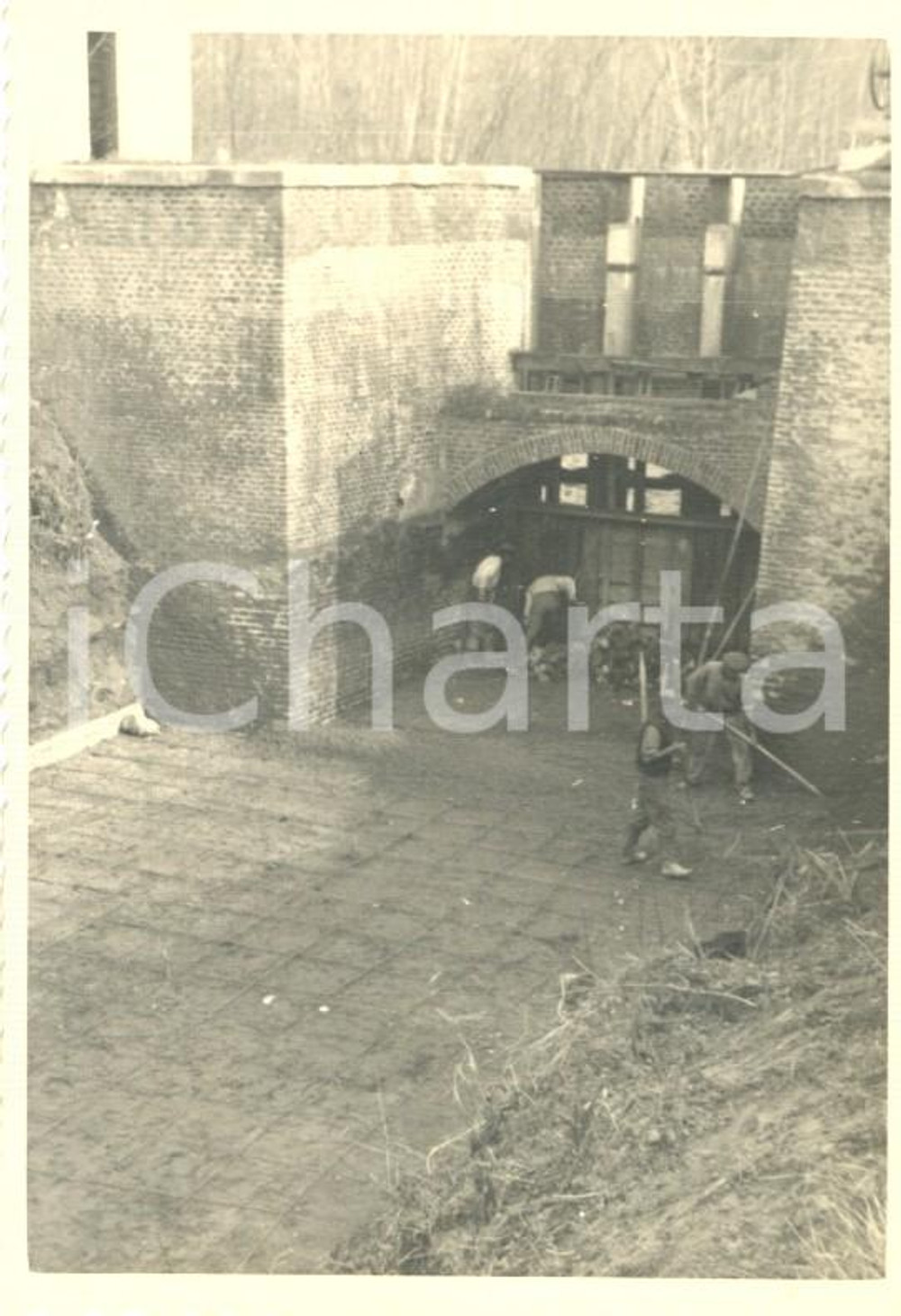 Fotografia d'epoca originale 1956 ZINASCO (PV) Lavori in difesa del CANAROLO Impresa GALANDINI *Foto 7x10 (4) 1