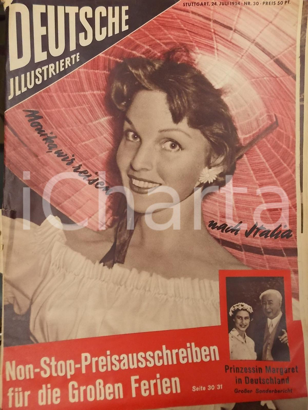Giornale, rivista storica 1954 DEUTSCHE ILLUSTRIERTE Margaret Rose di YORK in Germania Rivista n° 30 1