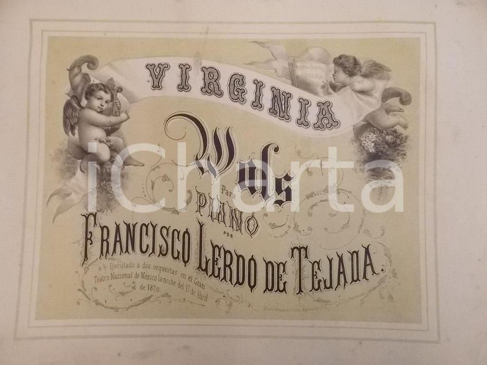 Oggetto da collezione cartaceo 1880 ca VIRGINIA Wals para piano por Francisco LERDO DE TEJADA Spartito 1