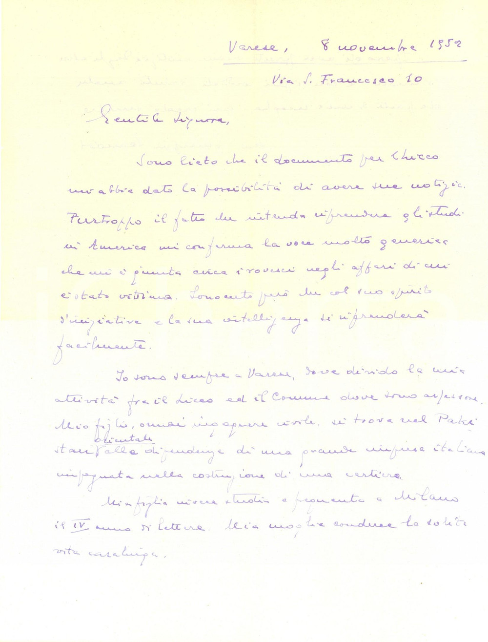 Autografo originale 1952 VARESE Giuseppe SCANDOL racconta di sé e della famiglia Autografo 1