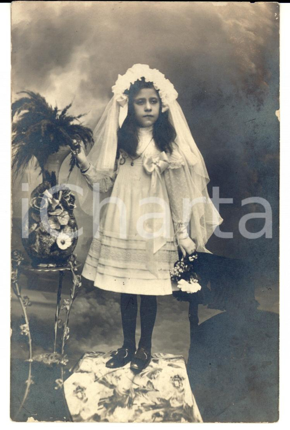 Fotografia d'epoca originale 1912 MILANO Chiesa SAN LORENZO Carla CODEBO' nel giorno della cresima *Foto 1