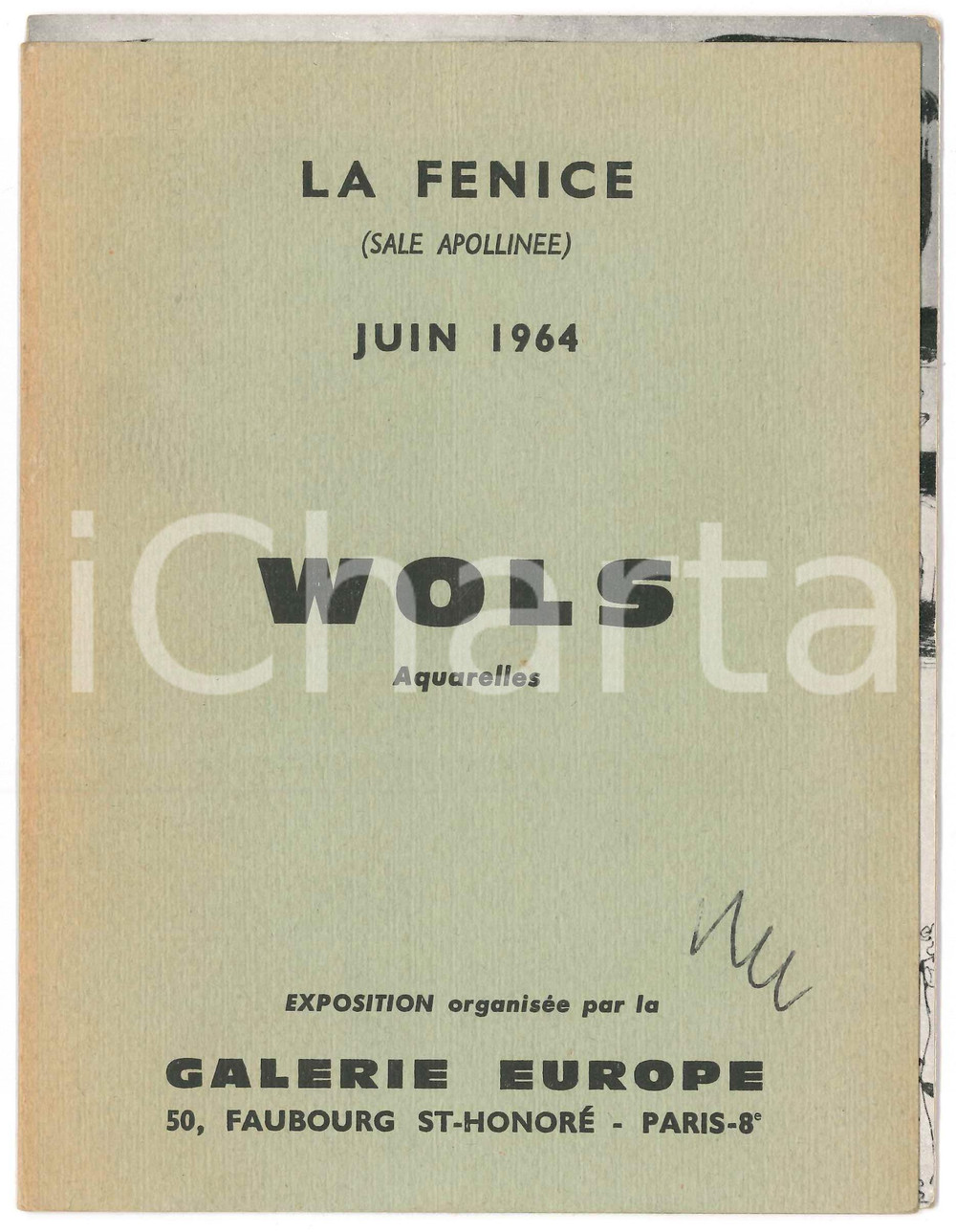 Materiale pubblicitario d’epoca 1964 VENEZIA  Teatro LA FENICE  Mostra WOLS  Peter FOLDES Pieghevole 1