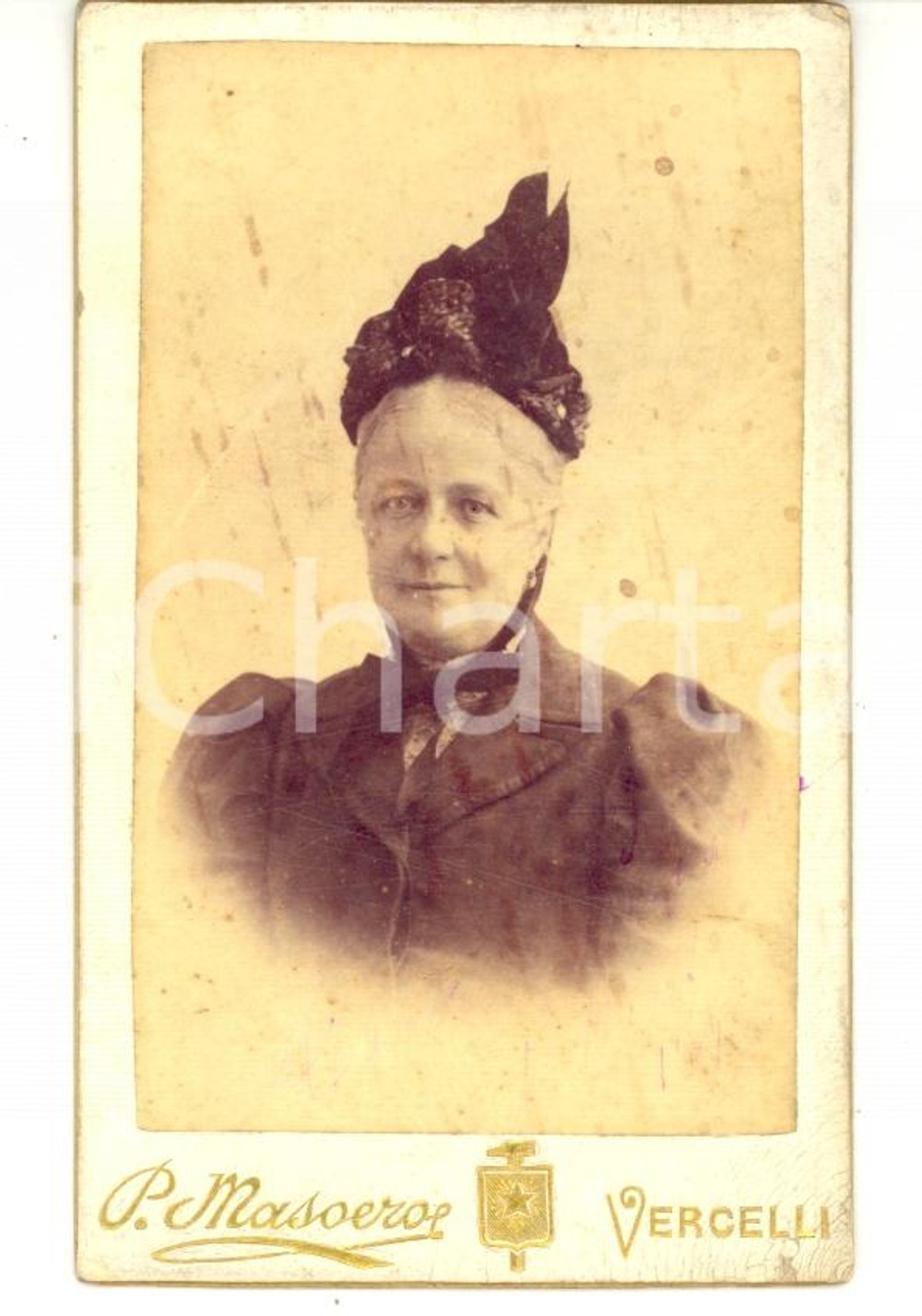 Fotografia d'epoca originale 1910 ca VERCELLI Contessa Polissena ASINARI anziana *Foto MASOERO CDV 1
