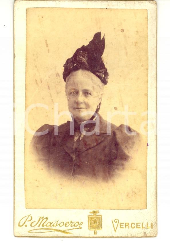 Fotografia d epoca originale 1910 ca VERCELLI Contessa Polissena ASINARI anziana Foto MASOERO CDV 1
