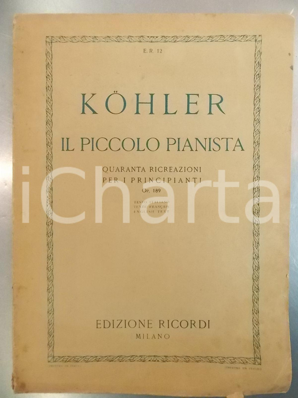 Oggetto da collezione cartaceo 1900 ca Louis KOHLER Il piccolo pianista  40 Ricreazioni per I Principianti 1