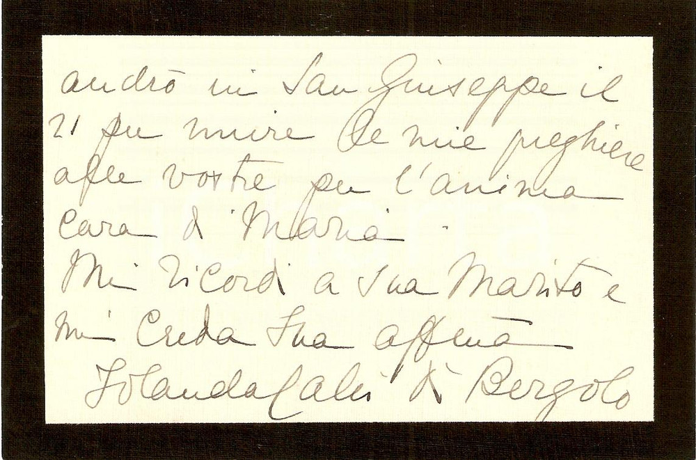 Autografo originale 1930 Biglietto Jolanda Margherita di SAVOIA CALVI DI BERGOLO AUTOGRAFO 1