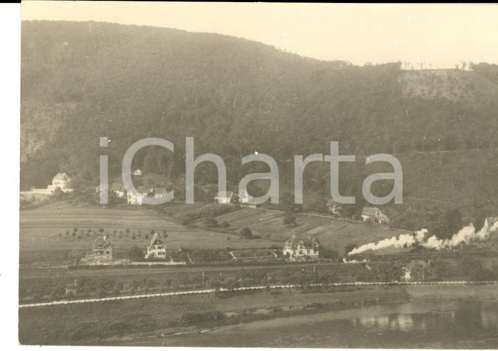 Fotografia d'epoca originale 1960 ca HEIDELBERG (D) Ferrovia nella zona rurale ANIMATA con treno Foto GARTNER 1