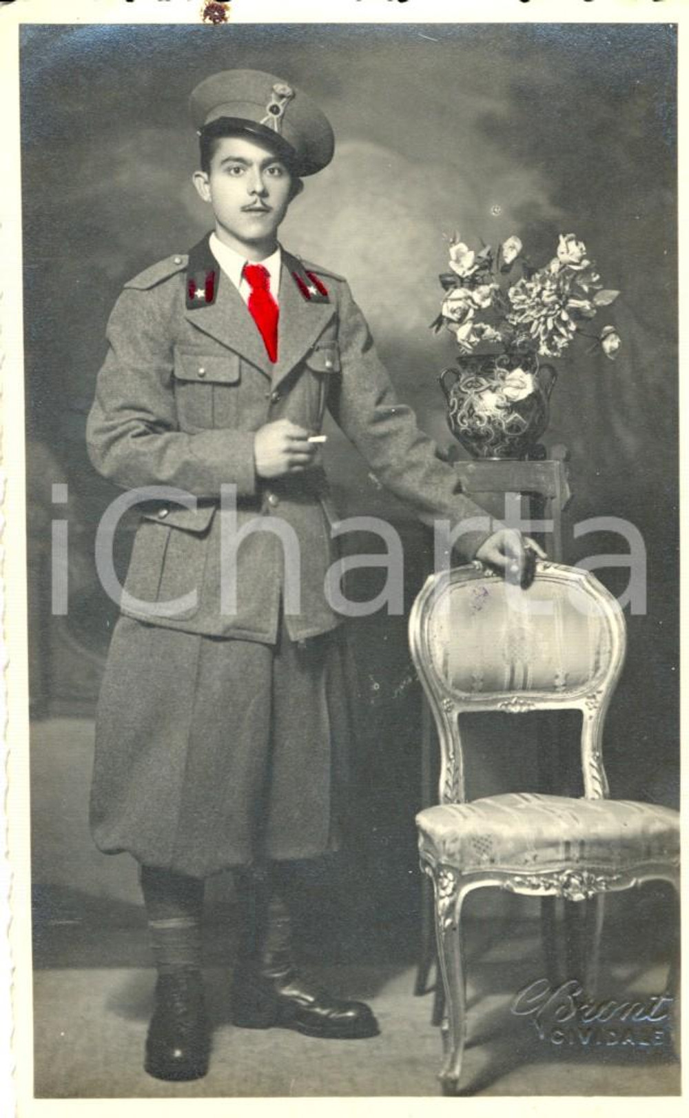 Fotografia d'epoca originale 1940 ca CIVIDALE DEL FRIULI (UD) Ritratto di Amleto FONTANELLA in divisa *Foto 1