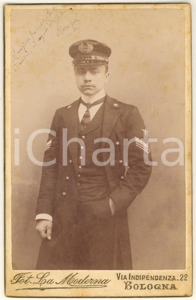 Fotografia d epoca originale 1910 ca BOLOGNA Mario GERRI Ufficiale della REGIA MARINA Foto LA MODERNA 1