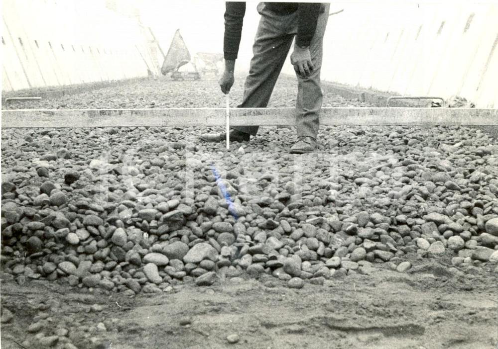 Fotografia d epoca originale 1965 TROMELLO PV Lavori Subdiramatore PAVIA Cascina GAZZERA Posa del ghiaione 1