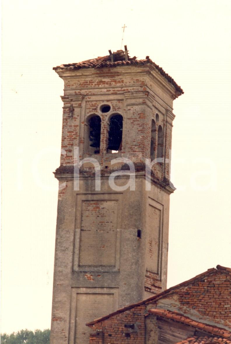 Fotografia d epoca originale 1988 ALBERONE PV Parrocchia SANT ANTONIO Campanile danneggiato dal maltempo 1