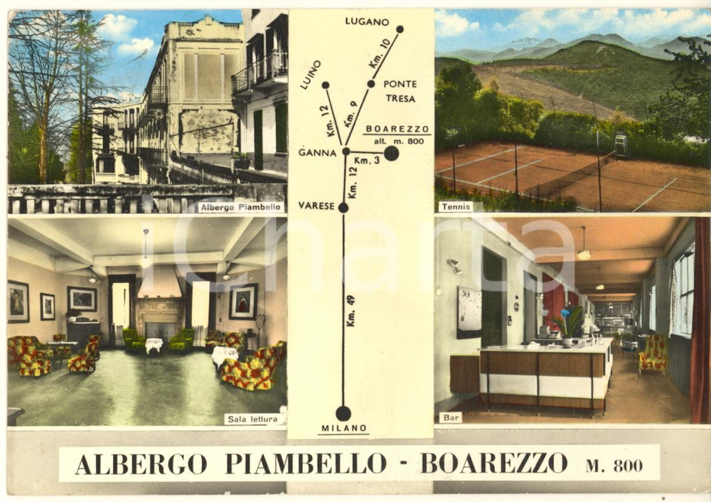 Cartolina originale da collezione 1963 BOAREZZO (VA) Albergo PIAMBELLO - Vedutine *Cartolina FG VG 1
