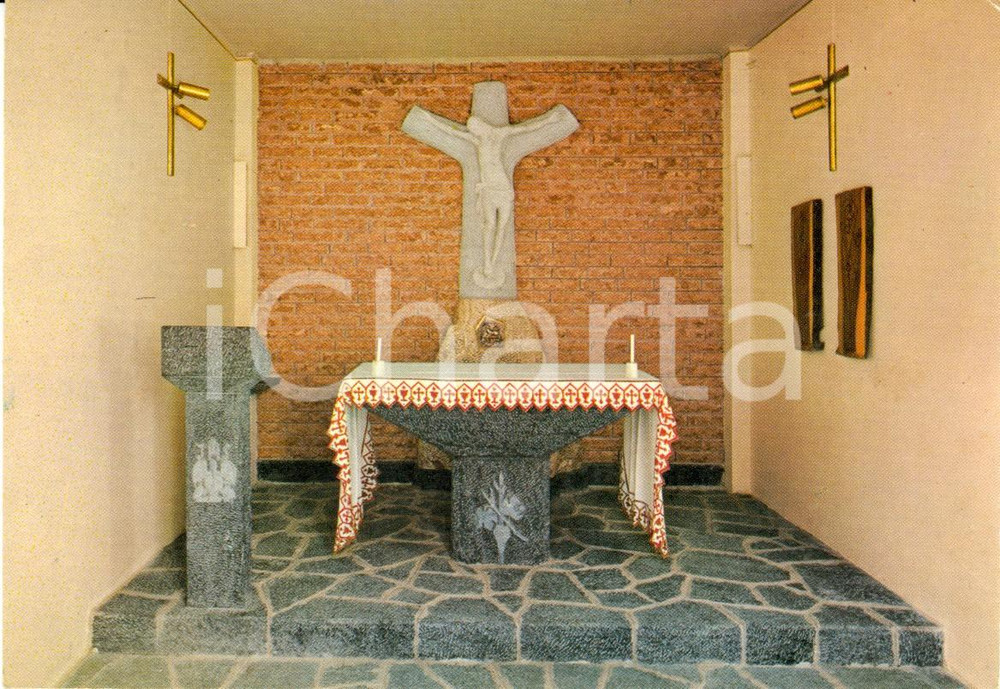 Cartolina originale da collezione 1970 ca TOIRANO (SV) Scuola Materna - Cappella Votiva ai Caduti di G. MARCHISIO 1