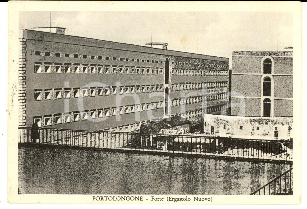 Cartolina originale da collezione 1955 PORTOLONGONE / PORTO AZZURRO LI Forte Ergastolo nuovo Cartolina ANIMATA 1