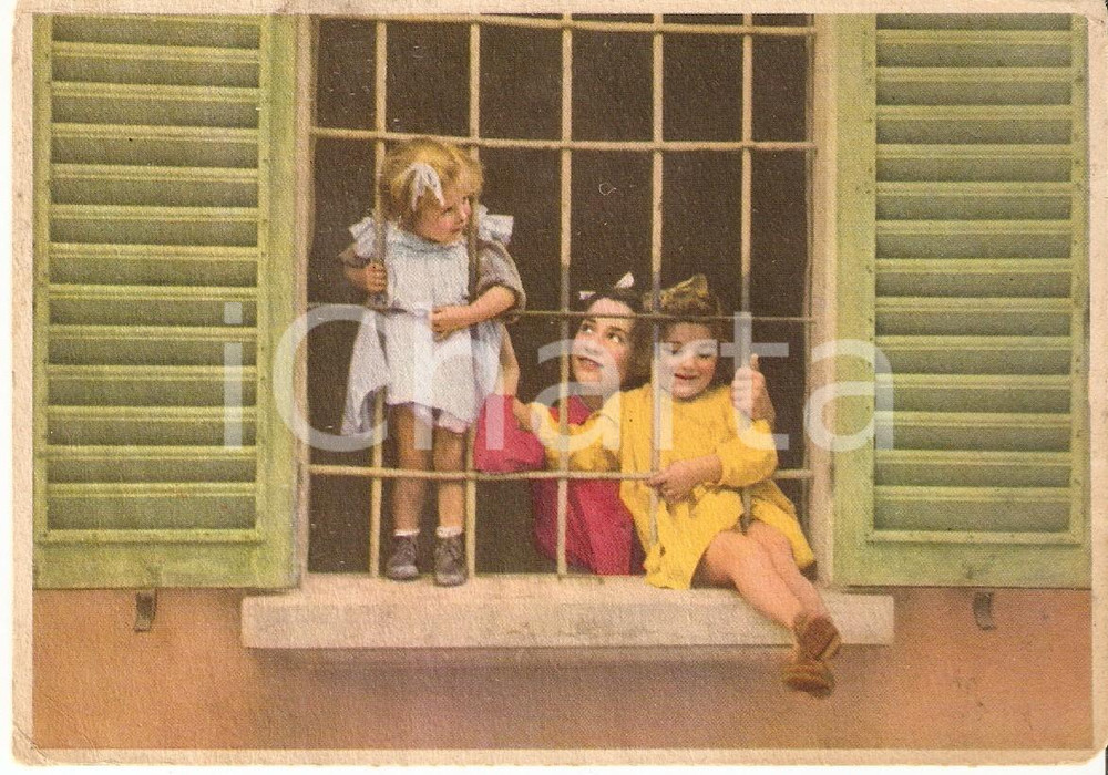 Cartolina originale da collezione 1950 ca MILANO Istituto LA CASA Bambine dietro inferriata *Cartolina FG NV 1