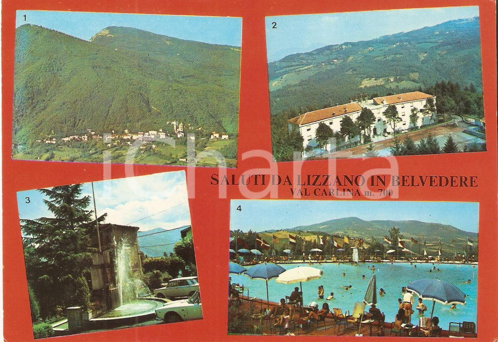 Cartolina originale da collezione 1970 ca LIZZANO IN BELVEDERE (BO) Hotel Piastrella e vedutine *Cartolina FG NV 1