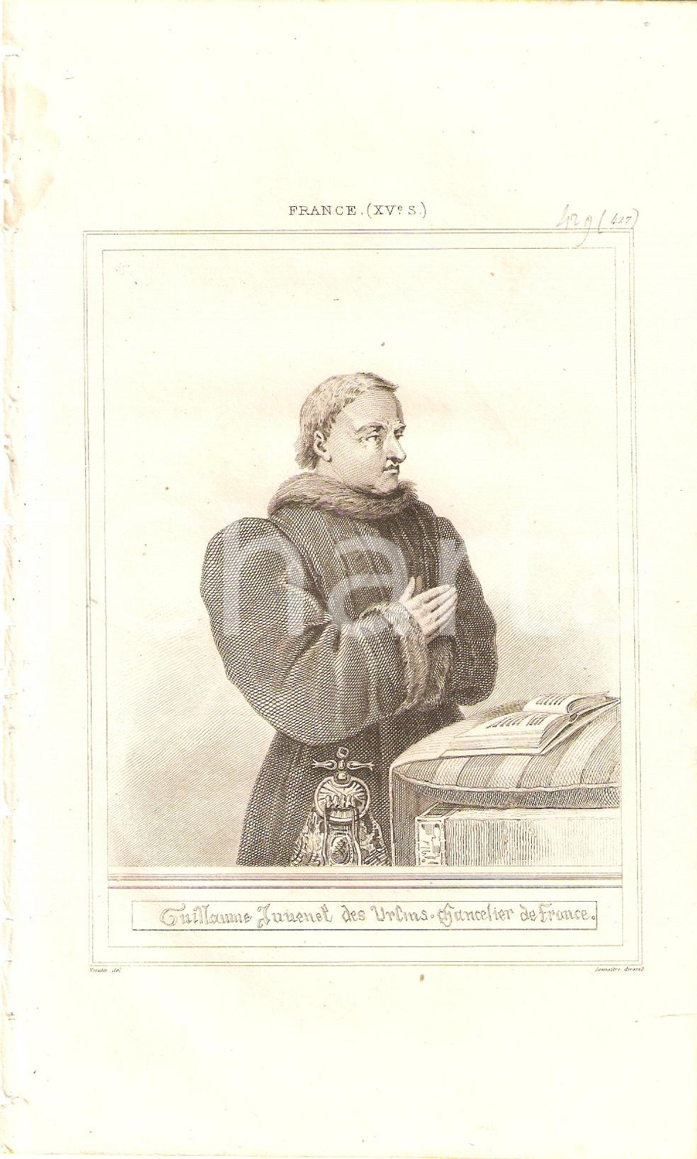 Stampa, bozzetto originale 1840 FRANCE Guillame Jouvenel DES URSINS Portrait *Stampa inc. LEMAITRE 1