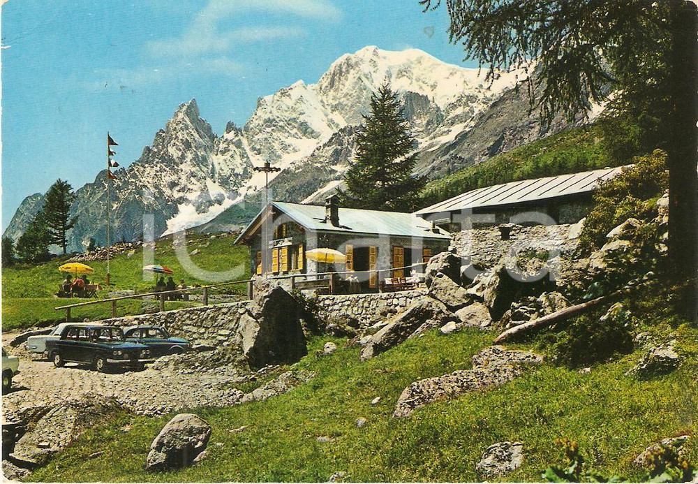 Cartolina originale da collezione 1980 COURMAYEUR AO Ristorante Loasi in Val Ferret Le Pont Cartolina FG VG 1