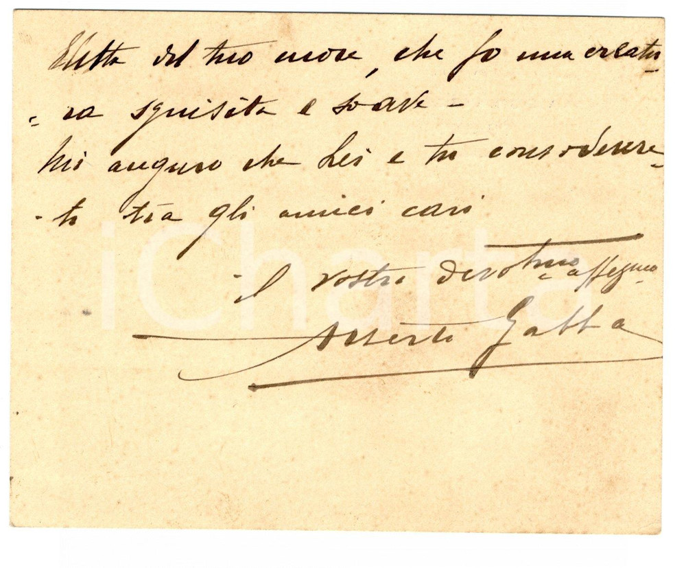 Autografo originale 1923 TORINO Alberto GABBA a un amico dopo il matrimonio *AUTOGRAFO 1