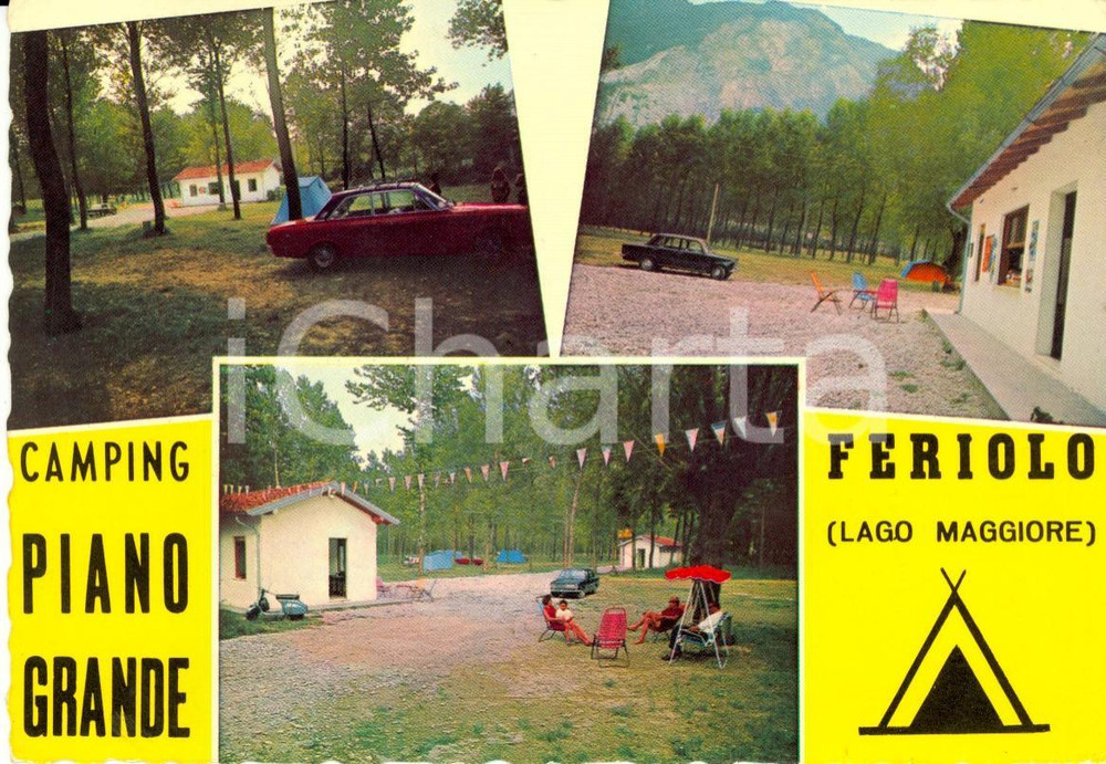 Cartolina originale da collezione 1965 ca BAVENO (VB) Vedutine Camping PIANO GRANDE a FERIOLO Cartolina VINTAGE FG 1
