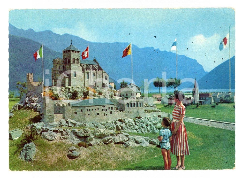 Cartolina originale da collezione 1962 MELIDE SUISSE SWISSMINIATUR Chateau de VALERE  SION Cartolina ANIMATA FG 1