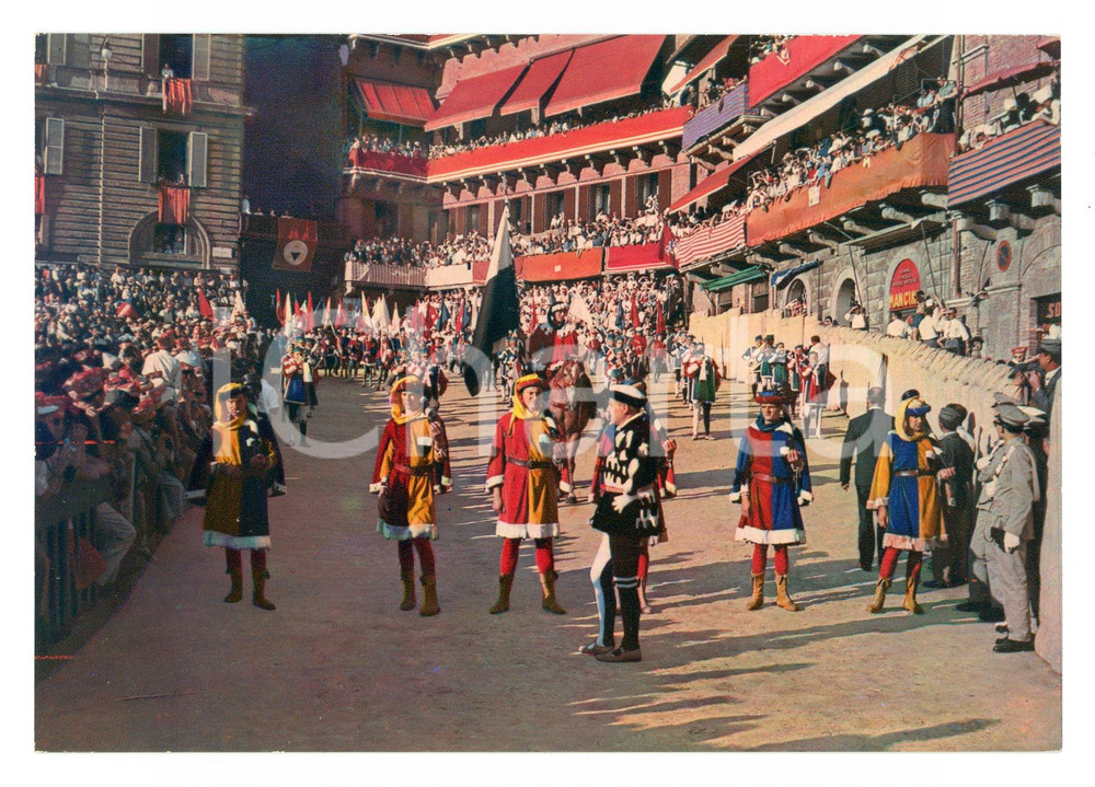 Cartolina originale da collezione 1970 ca PALIO DI SIENA Particolare Corteo Storico *Cartolina VINTAGE FG NV 1
